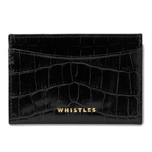 Whistles Black Shiny Croc Card Holder